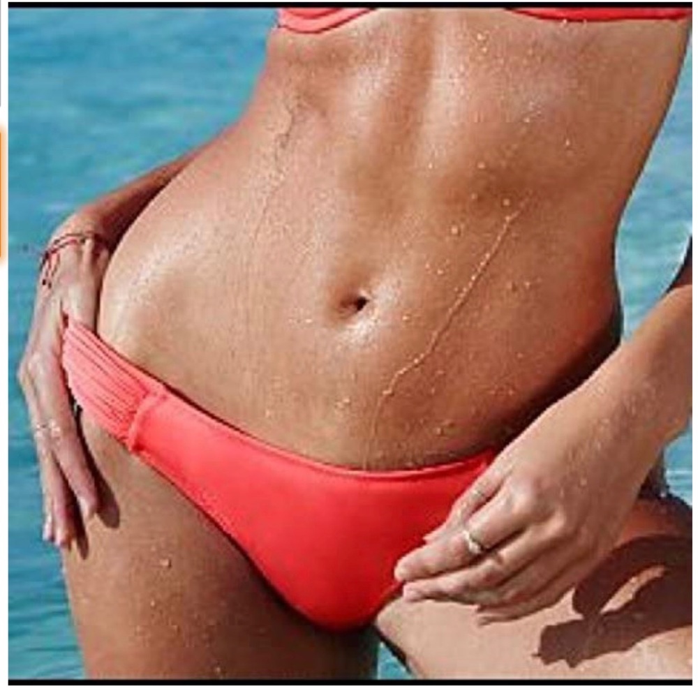 HP🌸Victoria’s Secret | Neon Coral Bikini Bottom Ruched Sides